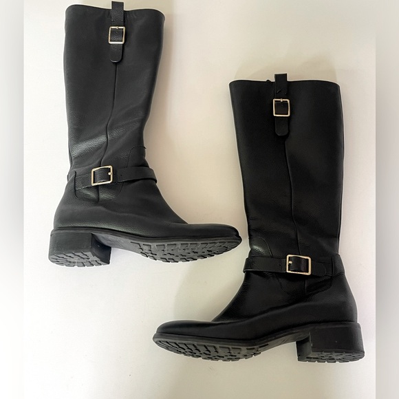 Cole Haan Womens Kenmare Tall Riding Boot Leather Black Buckle Detail Zip Size 9 - Picture 4 of 14